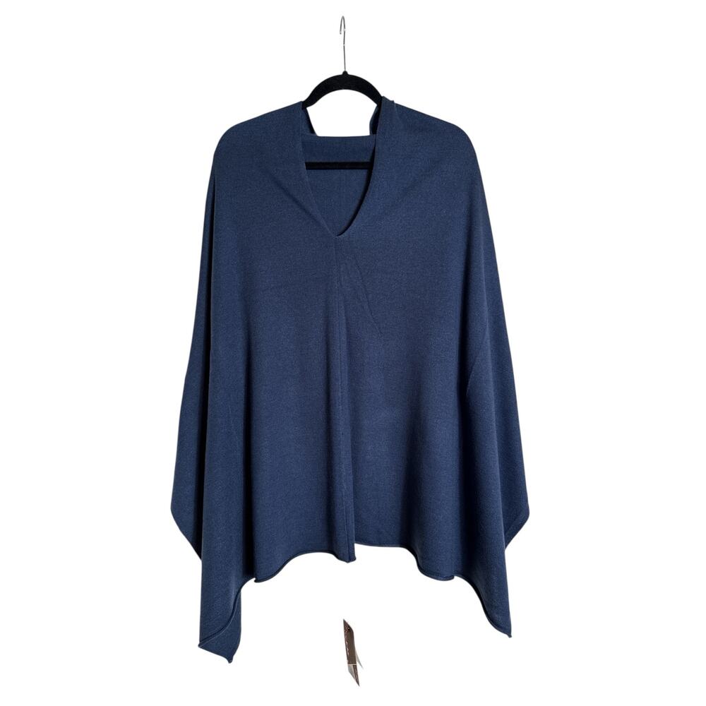 John + Jenn Kerisma Blue Jean Knit Poncho Cape One Size Nwt Lightweight Wrap — image 2 of 8